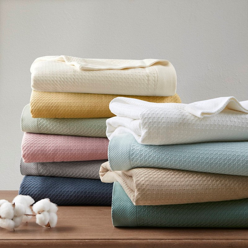 100% Egyptian Cotton Blanket - Ultra Soft Premium Blankets - Coastal Blankets - Light Blue - Quahog Bay Bedding