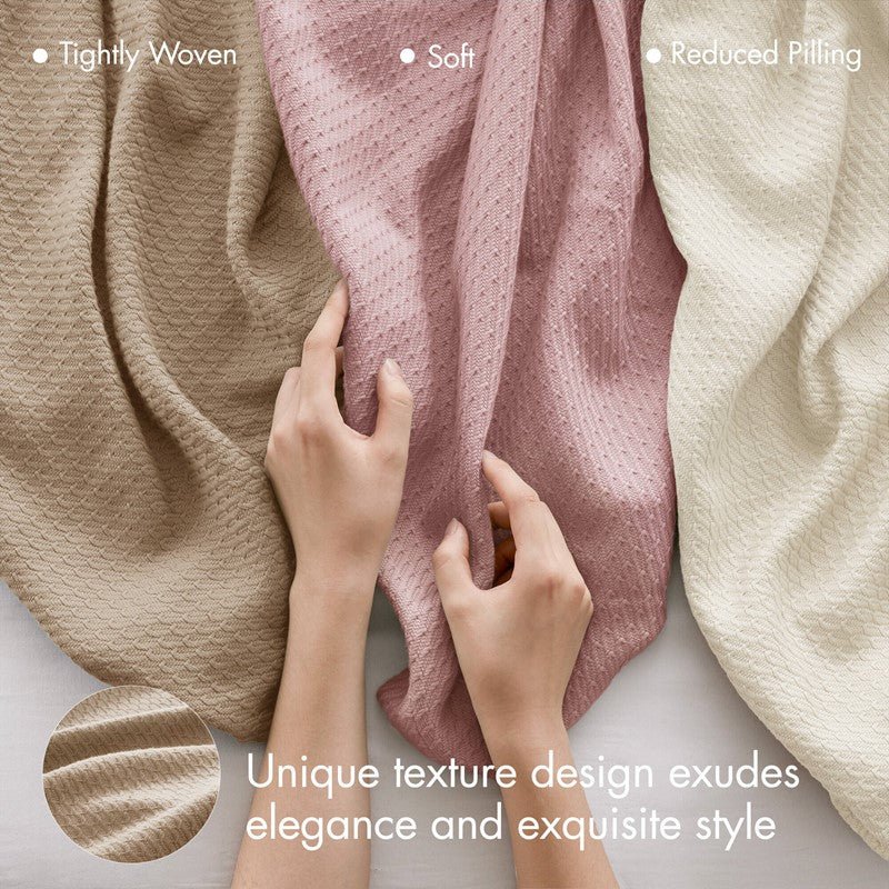 100% Egyptian Cotton Blanket - Ultra Soft Premium Blankets - Khaki - Quahog Bay Bedding