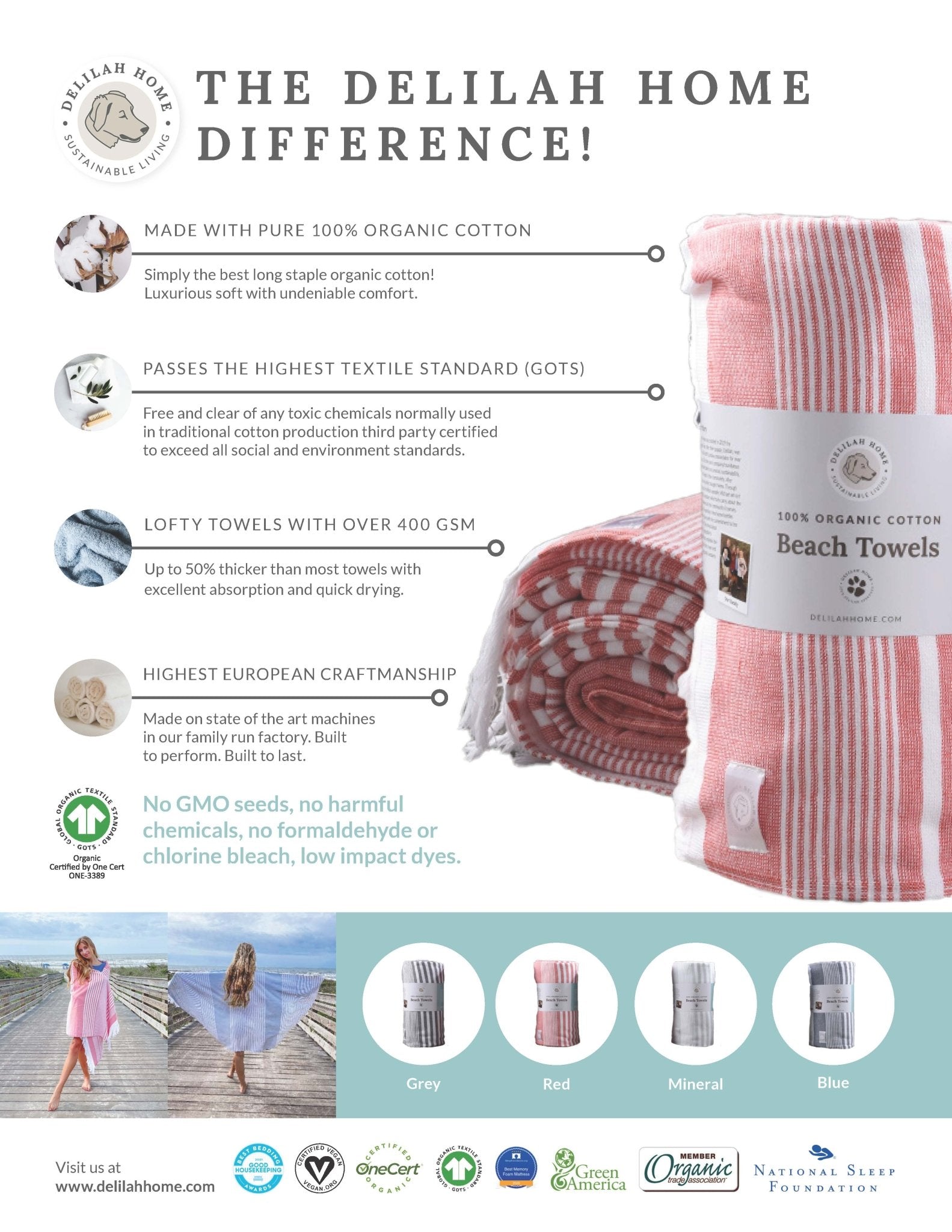 100% Organic Cotton Sunset Beach Towels - Quahog Bay Bedding