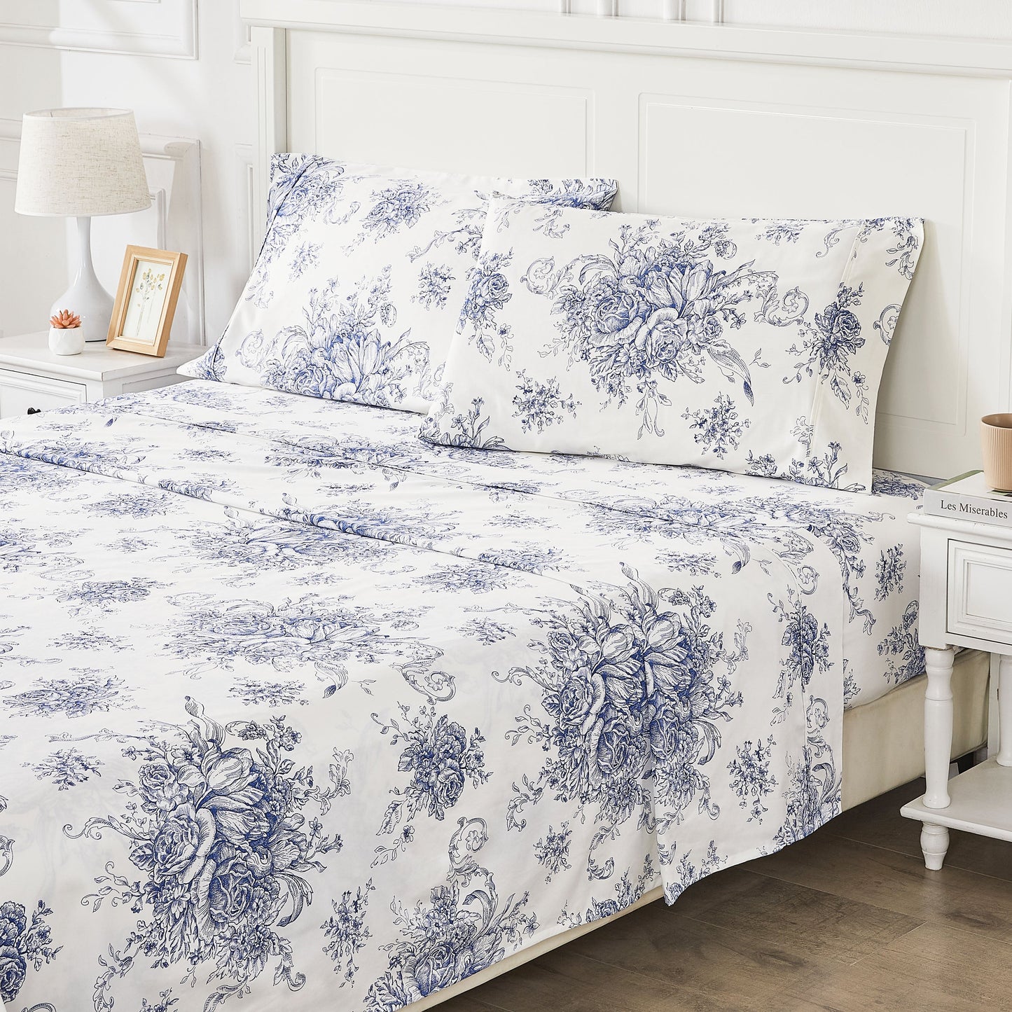 400TC Toile Vintage Inspired Floral Sheet Set - Floral Sheet Sets
