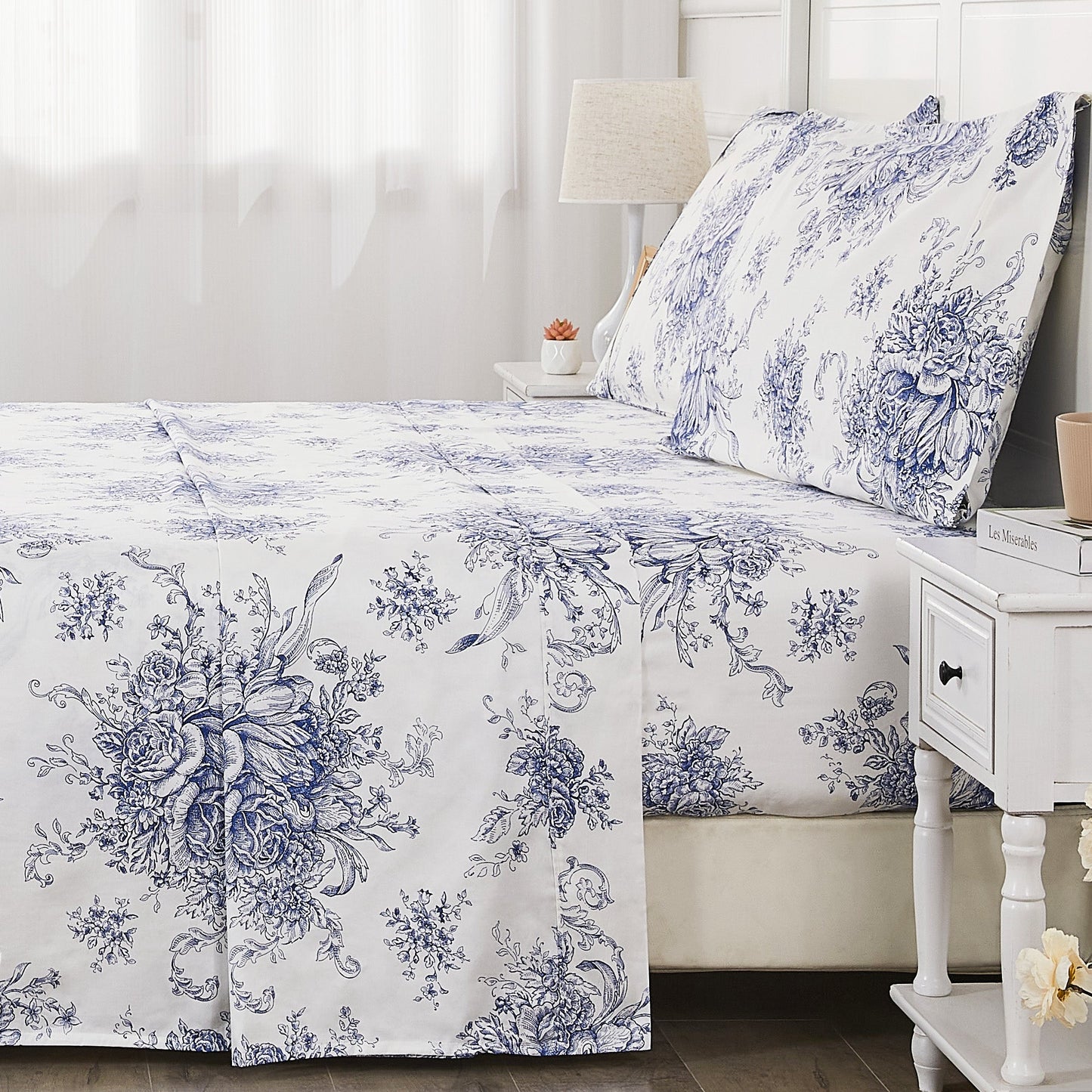 400TC Toile Vintage Inspired Floral Sheet Set - Floral Sheet Sets