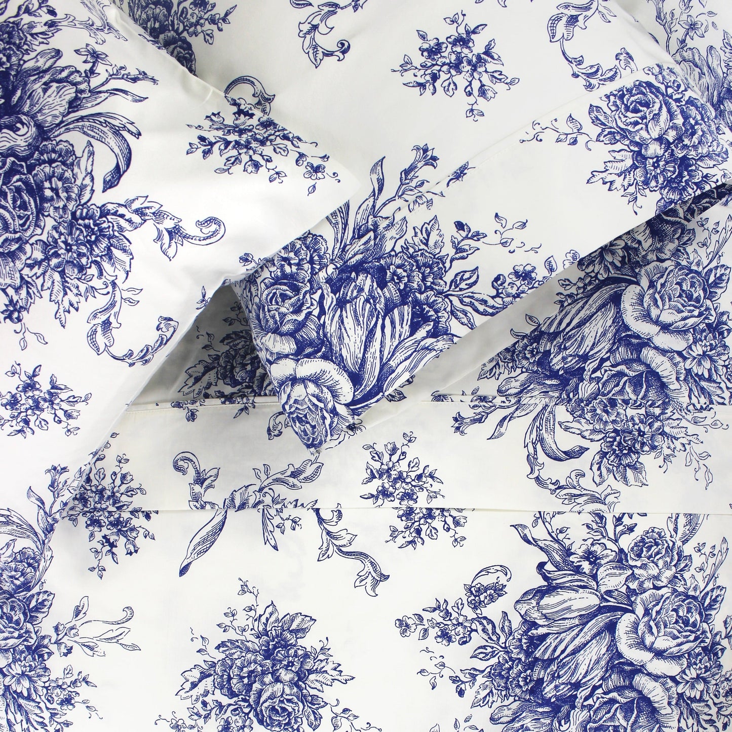 400TC Toile Vintage Inspired Floral Sheet Set - Floral Sheet Sets