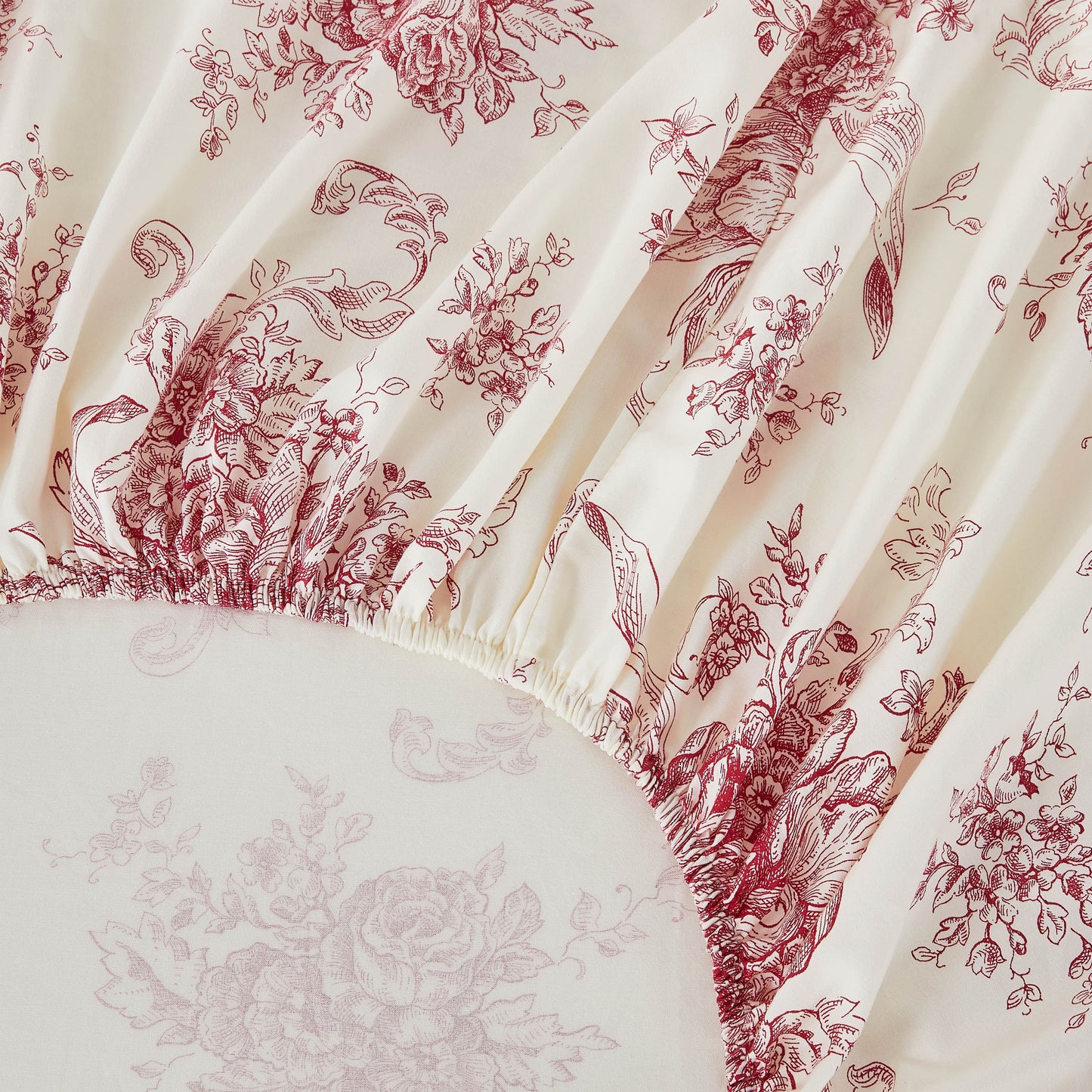 400TC Toile Vintage Inspired Floral Sheet Set - Floral Sheet Sets