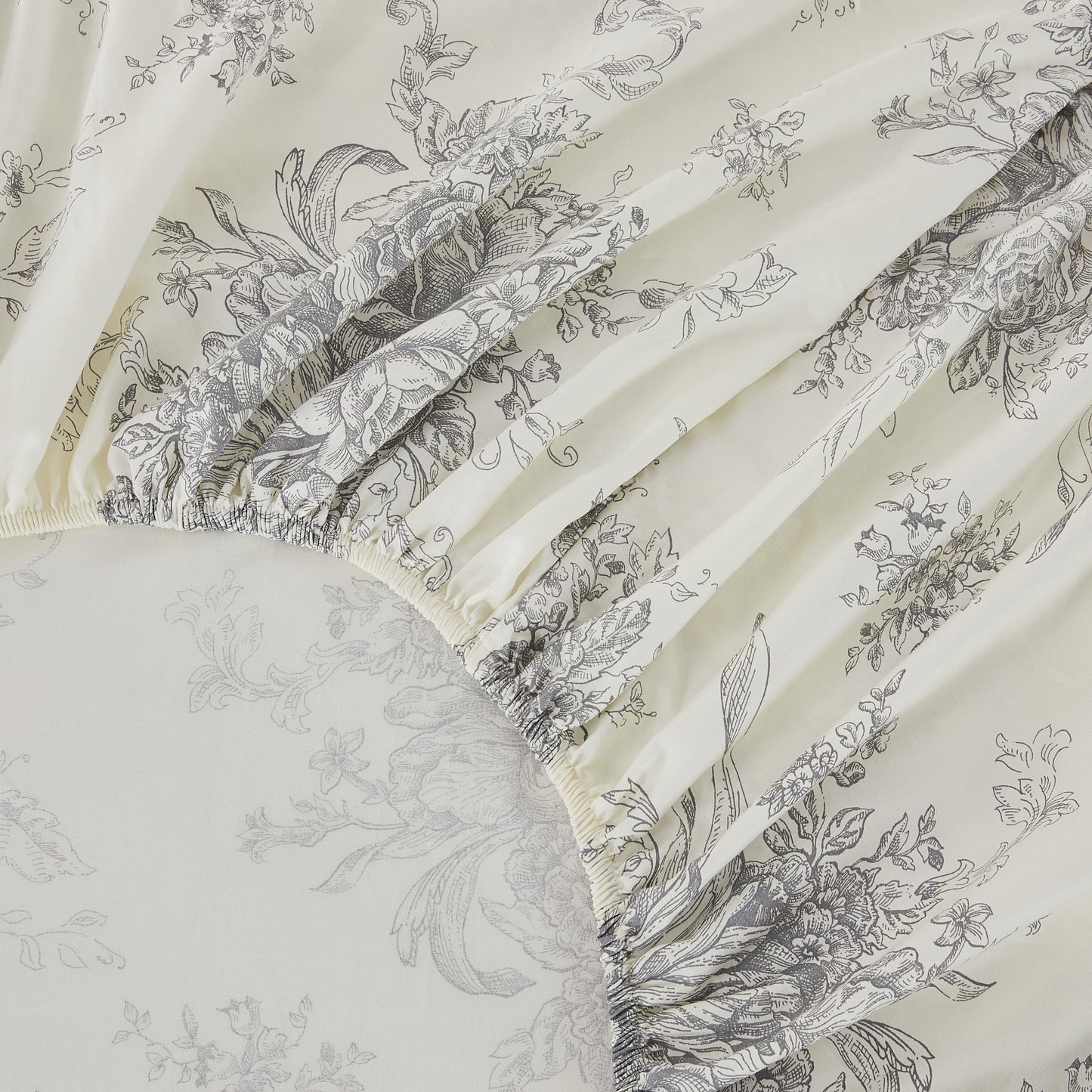 400TC Toile Vintage Inspired Floral Sheet Set - Floral Sheet Sets