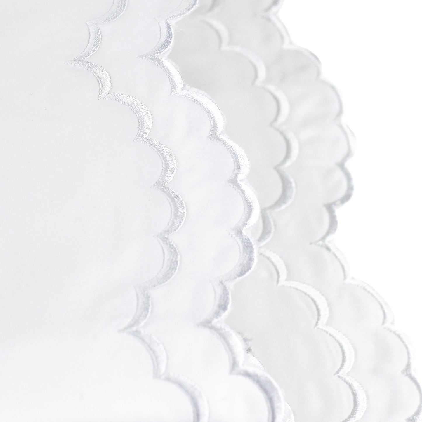 Double Scalloped Edge Embroidered Percale Sheet Set