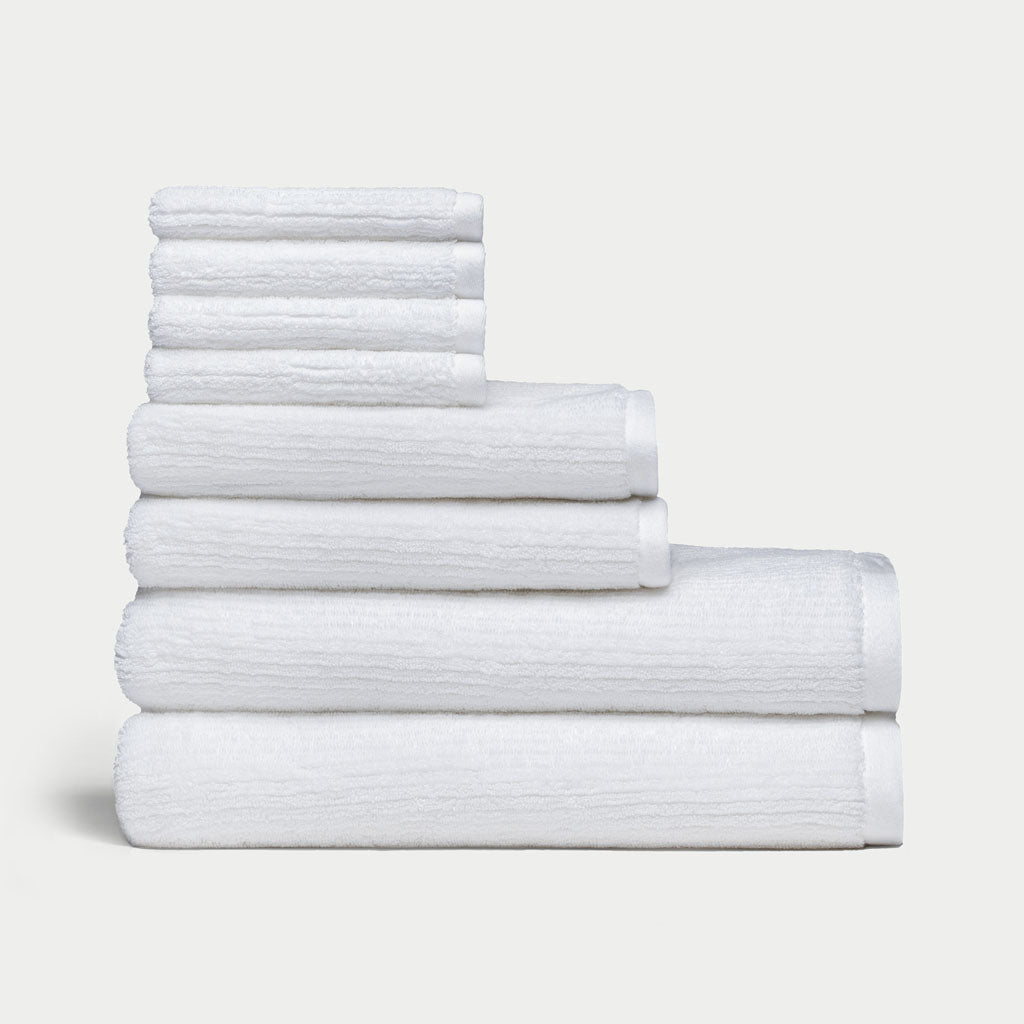 Ribbed Terry Bath Towel Set - Cotton And Bamboo Blend Bath Towels