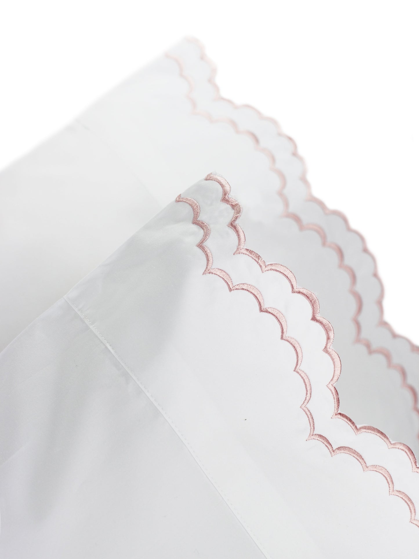 Double Scallop Embroidered Percale Pillowcase Pair