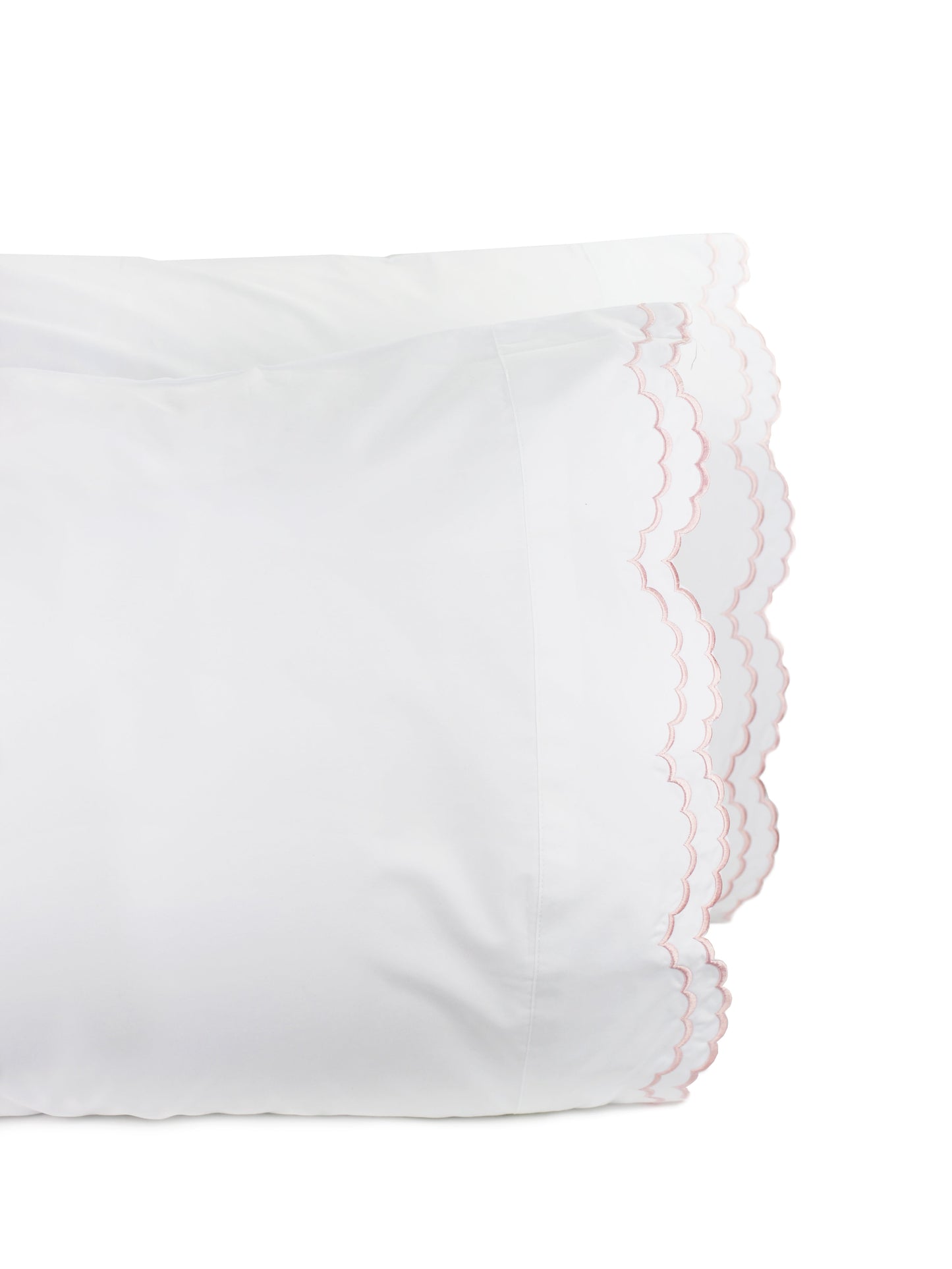 Double Scallop Embroidered Percale Pillowcase Pair