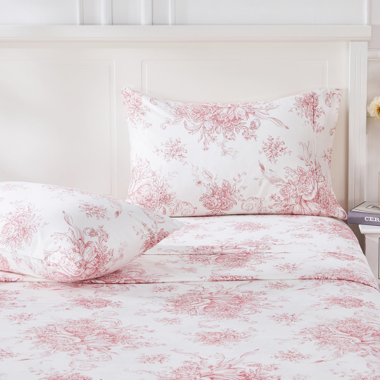 400TC Toile Vintage Inspired Floral Sheet Set - Floral Sheet Sets