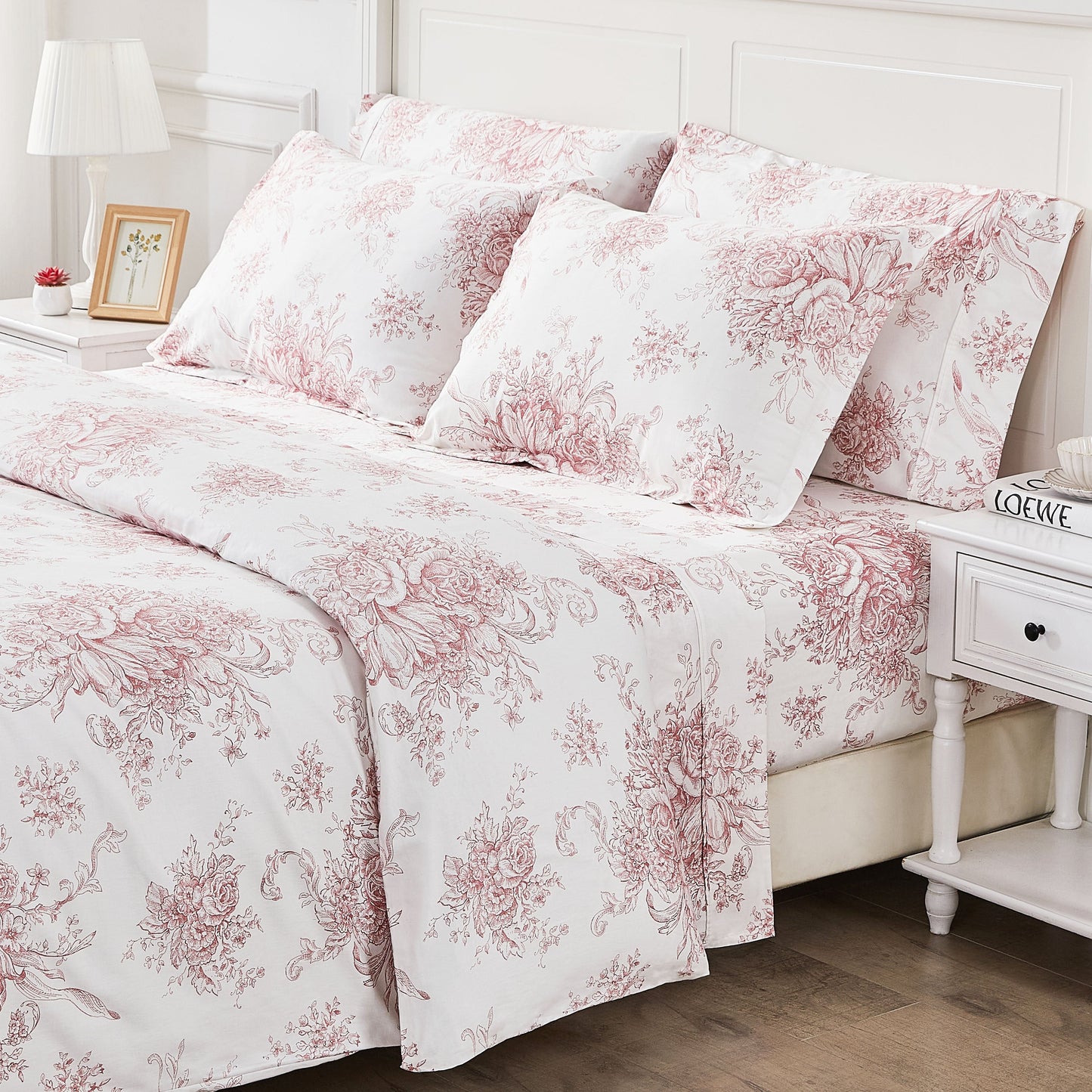 400TC Toile Vintage Inspired Floral Sheet Set - Floral Sheet Sets