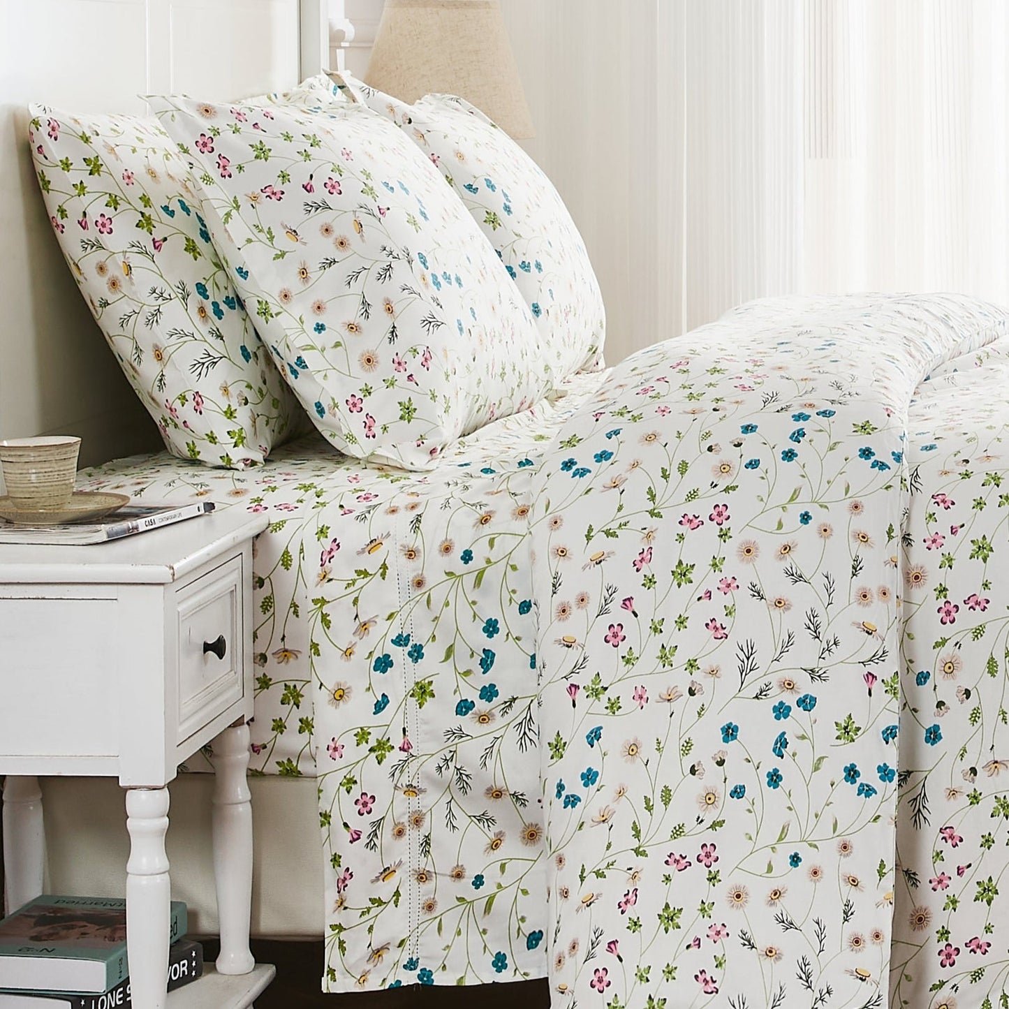 400TC 100% Cotton Wildflower Duvet Set - Floral Bedding