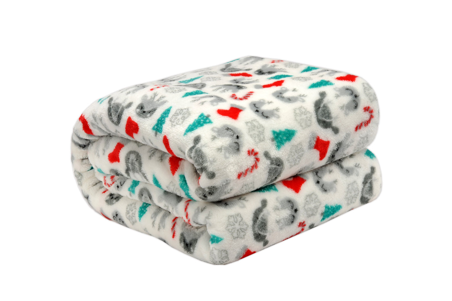 Kathy Ireland Holiday Print Plush Flannel Throw Blanket
