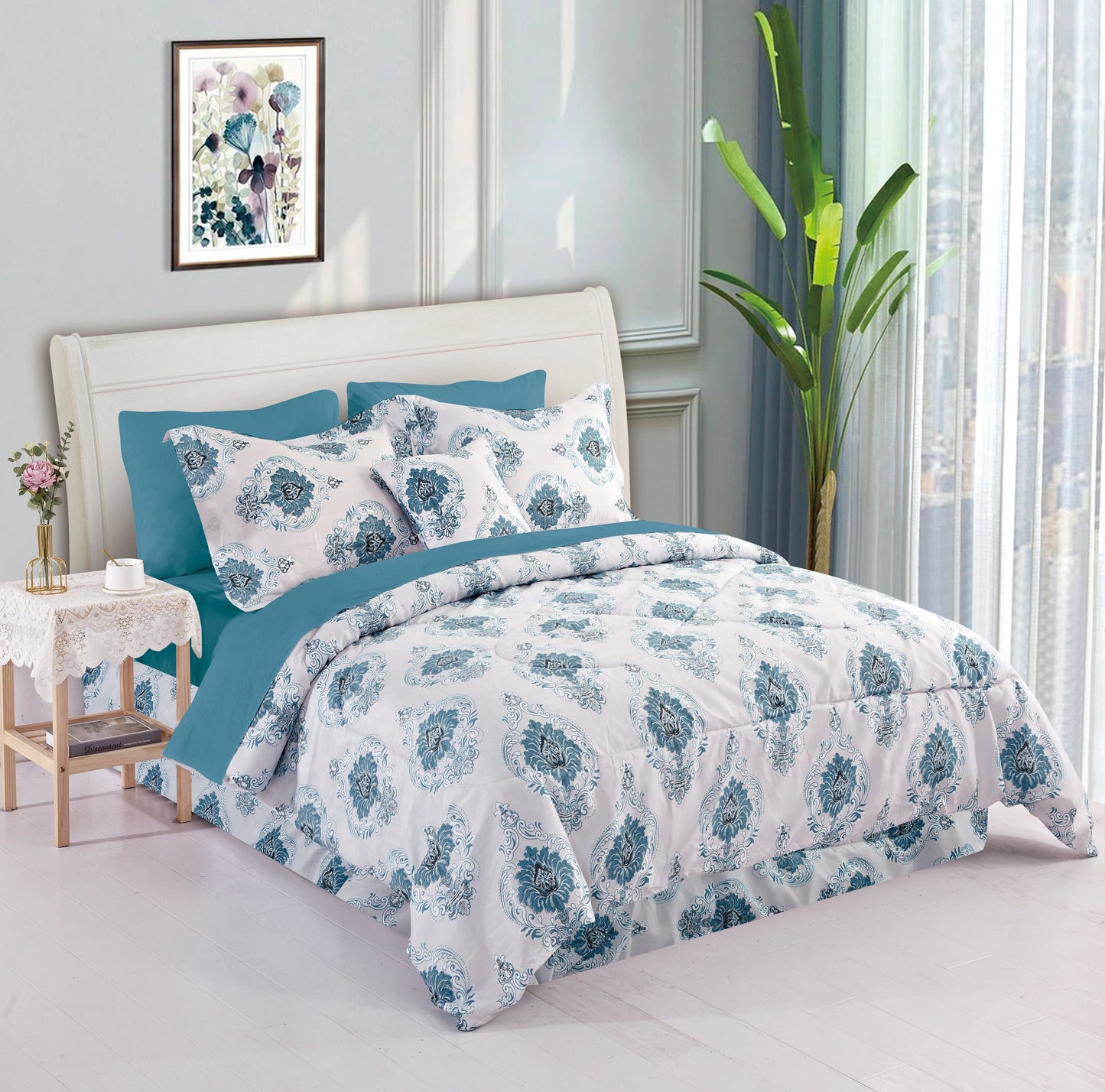 Bibb Home 5 Piece Comforter Set with Decorative Pillows