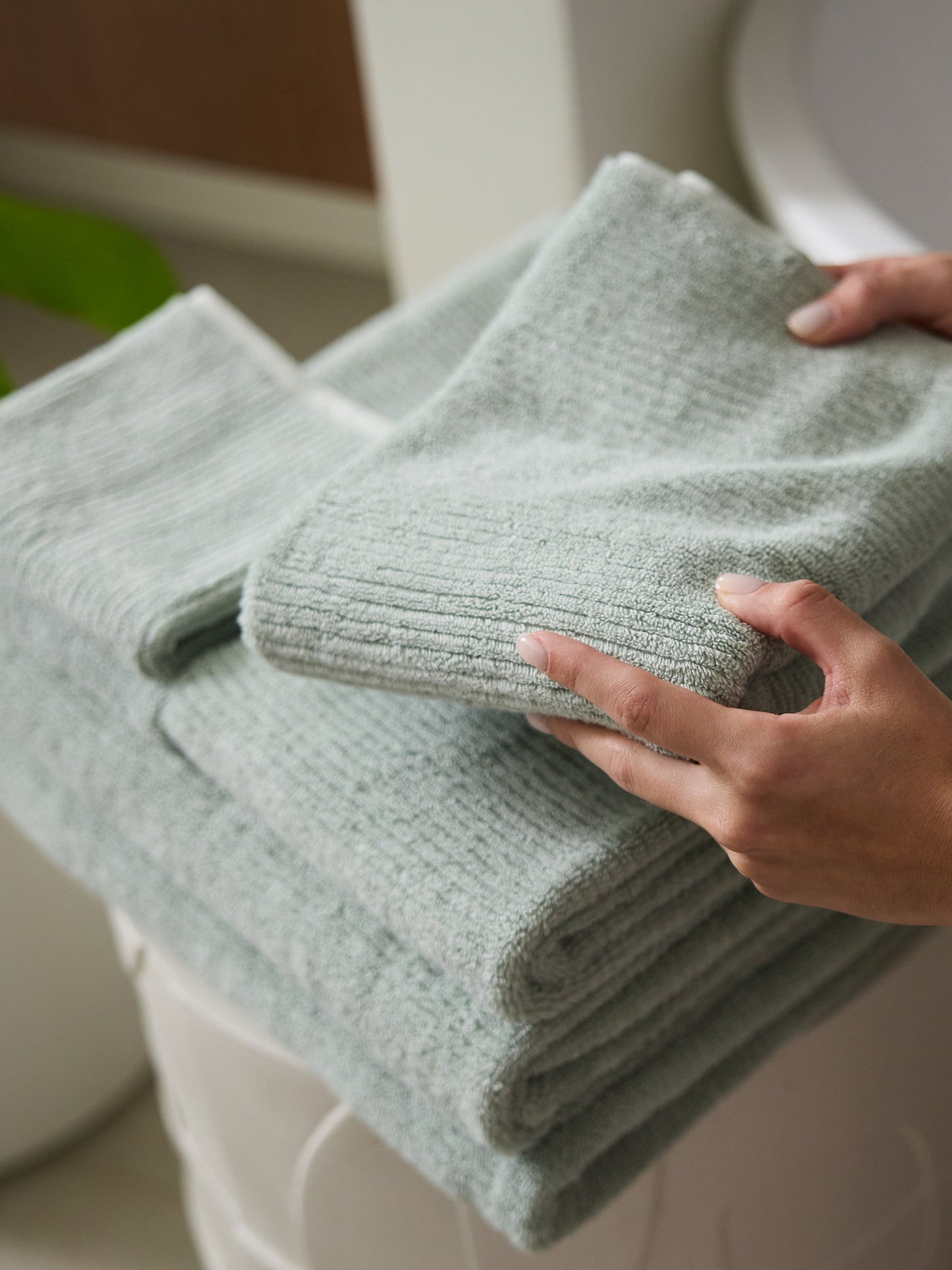 Ribbed Terry Bath Towel Set - Cotton And Bamboo Blend Bath Towels