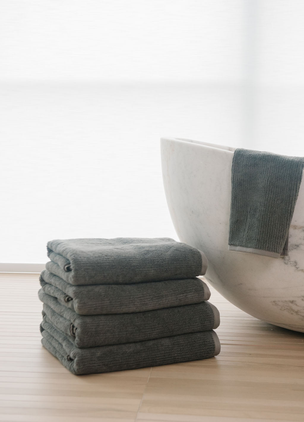Ribbed Terry Bath Towel Set - Cotton And Bamboo Blend Bath Towels
