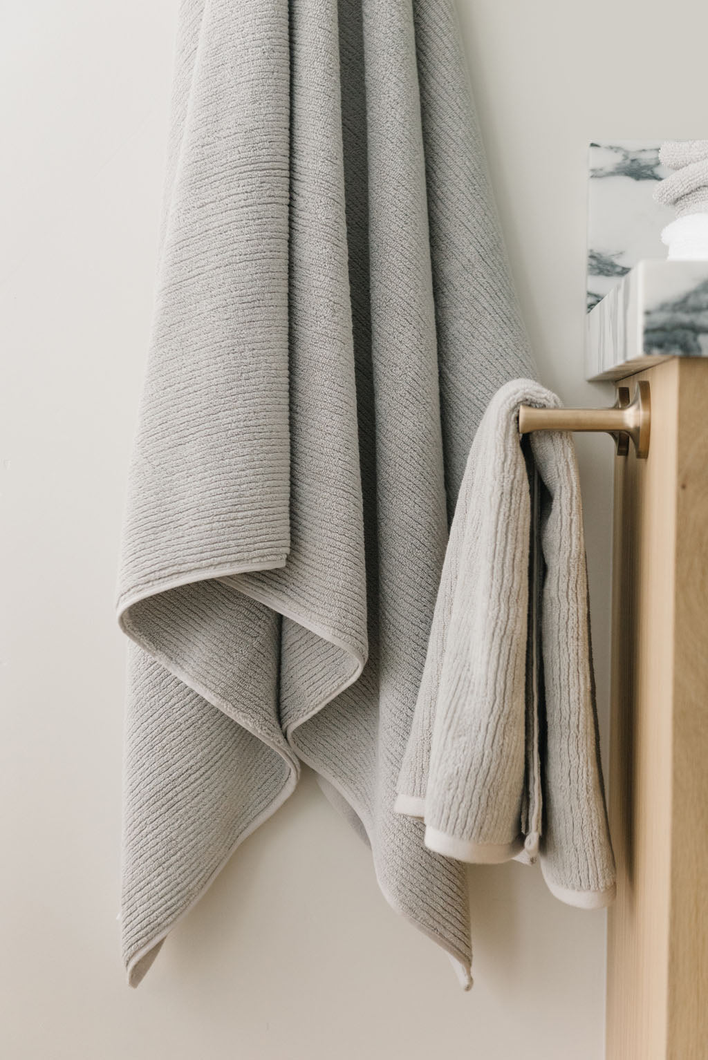Ribbed Terry Bath Towel Set - Cotton And Bamboo Blend Bath Towels