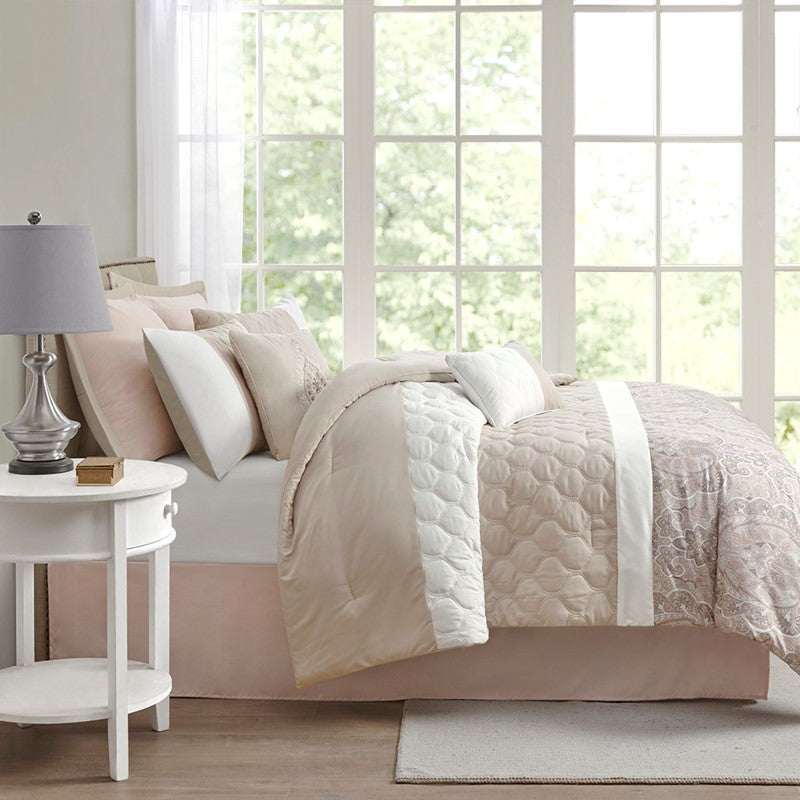 510 Design Shawnee Blue Medallion Comforter Set 8PC Blush - Quahog Bay Bedding