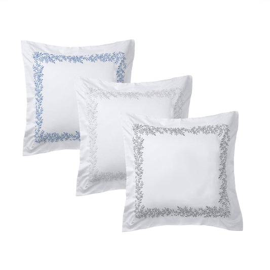 600 Thread Count Floral Vine Embroidered Euro Sham Pairs - Quahog Bay Bedding