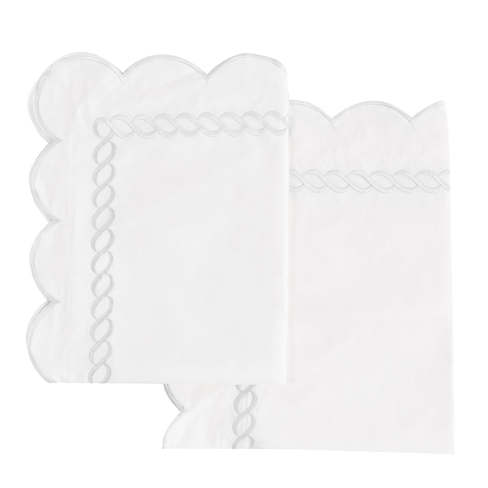 600 Thread Count Scallop Rope Embroidered Cotton Euro Sham Pair - Quahog Bay Bedding