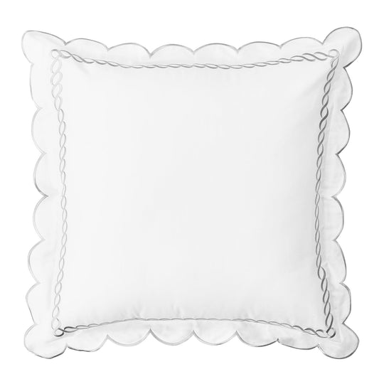 600 Thread Count Scallop Rope Embroidered Cotton Euro Sham Pair - Quahog Bay Bedding