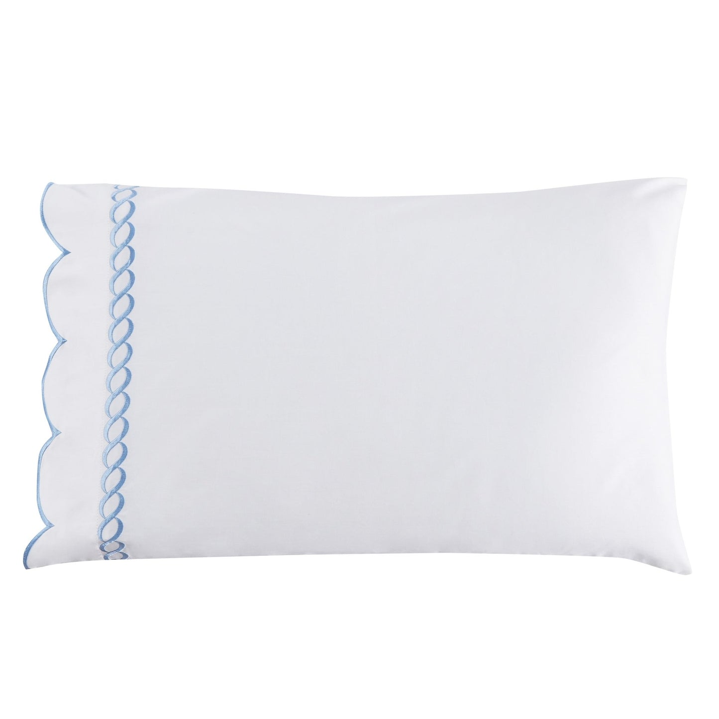 600 Thread Count Scallop Rope Embroidered Cotton Pillowcase Pair - Quahog Bay Bedding