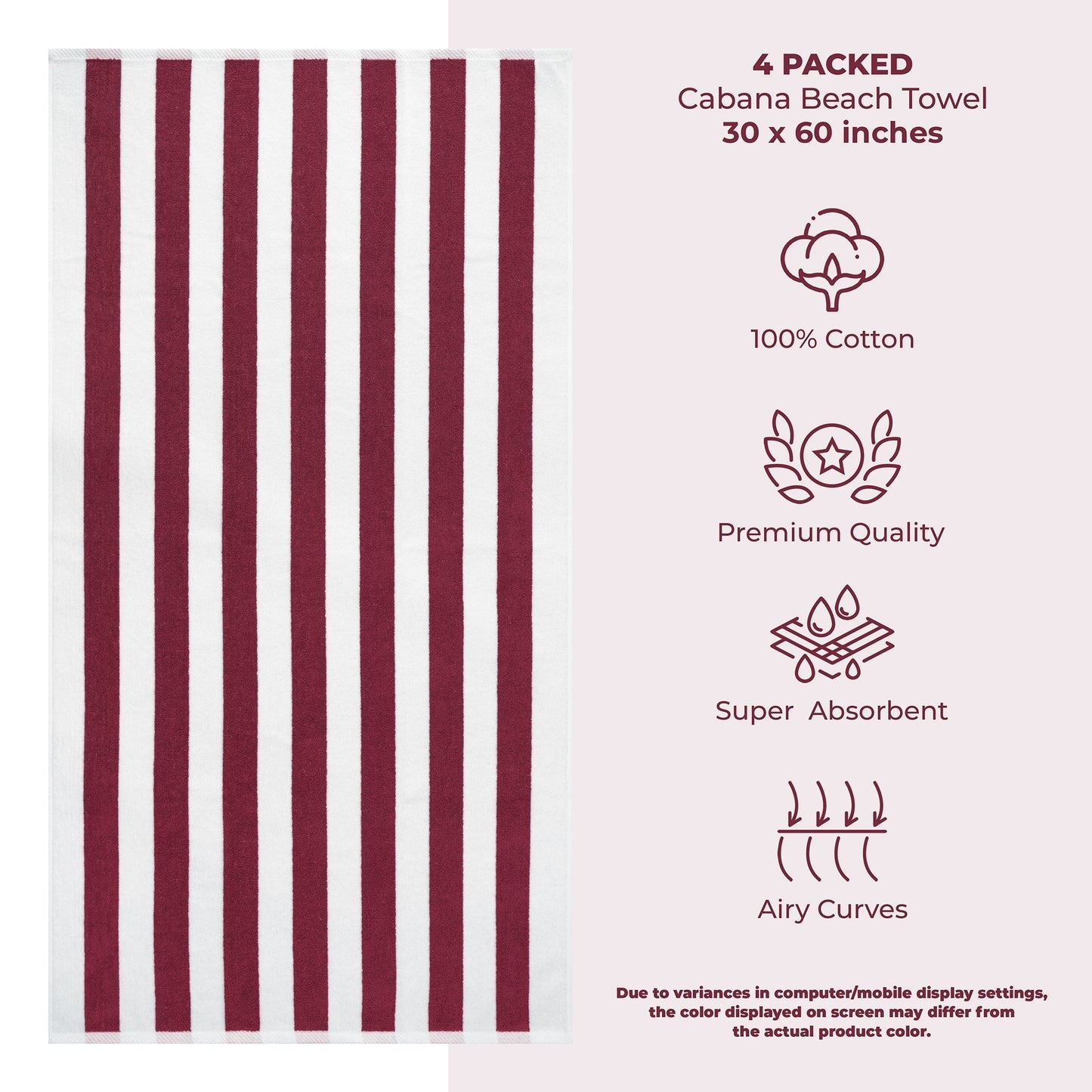 Cabana Striped Cotton Beach Towels 4 Pack