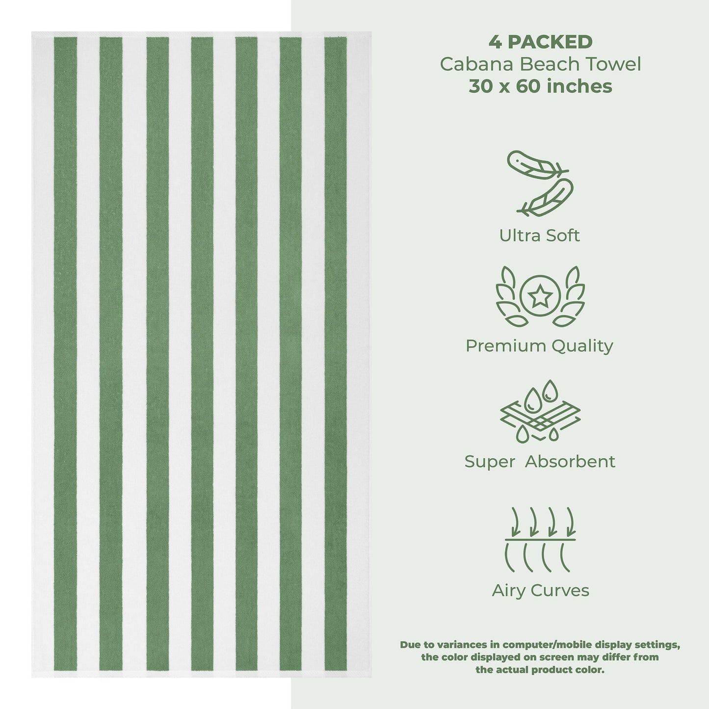 Cabana Striped Cotton Beach Towels 4 Pack