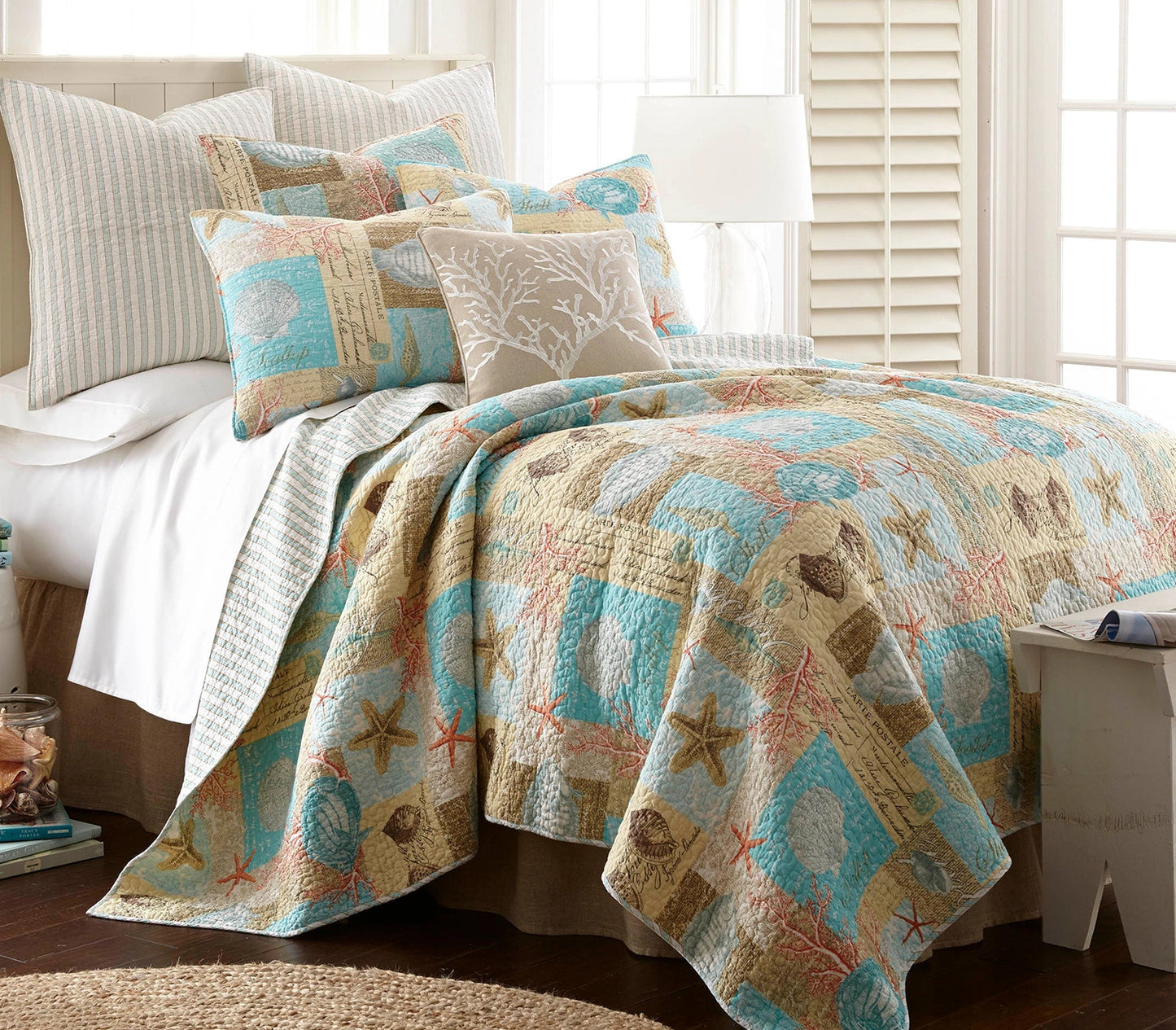 Bahamas Coral Taupe Pillow - Quahog Bay Bedding