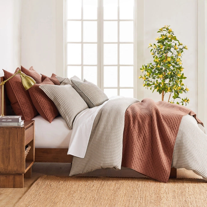 Cross Stitch 100% Cotton Quilt Set - Adobe