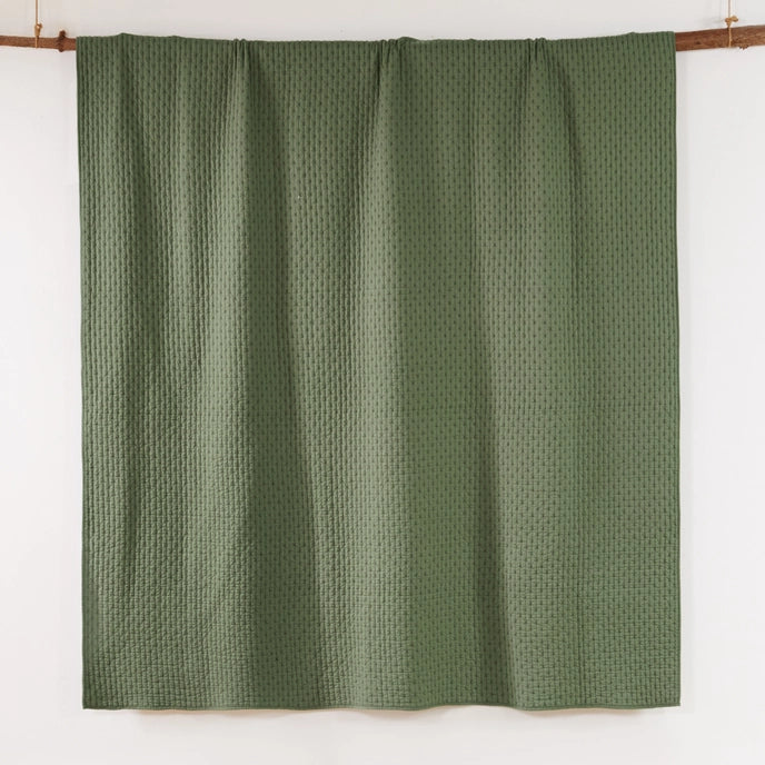 Cross Stitch 100% Cotton Quilt Set - Forest Green - Christmas Quilt