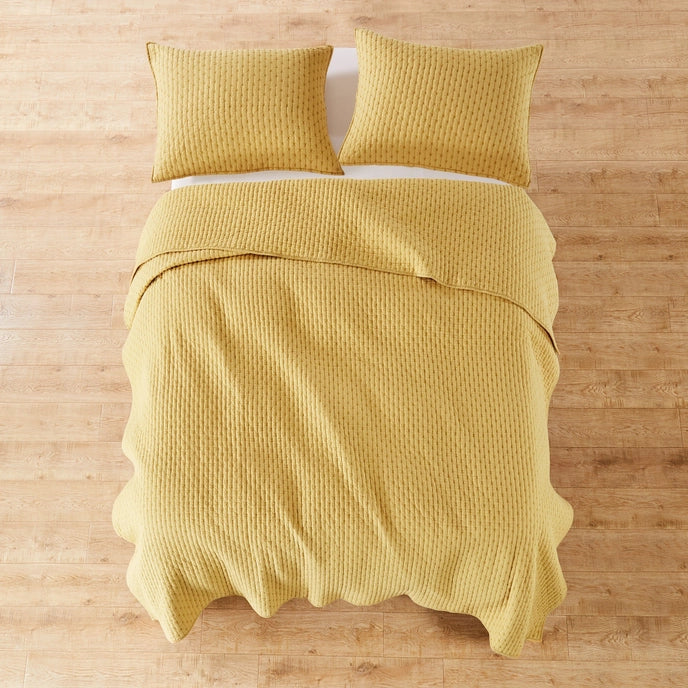 Cross Stitch 100% Cotton Quilt Set - Ochre