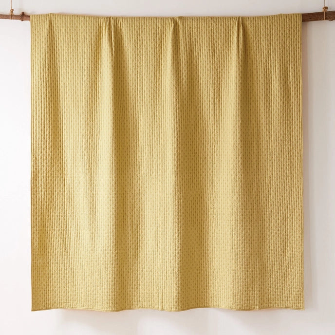Cross Stitch 100% Cotton Quilt Set - Ochre