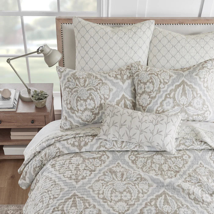 Becker Taupe Quilt Set - Beautiful Coastal Taupe Bedding Set