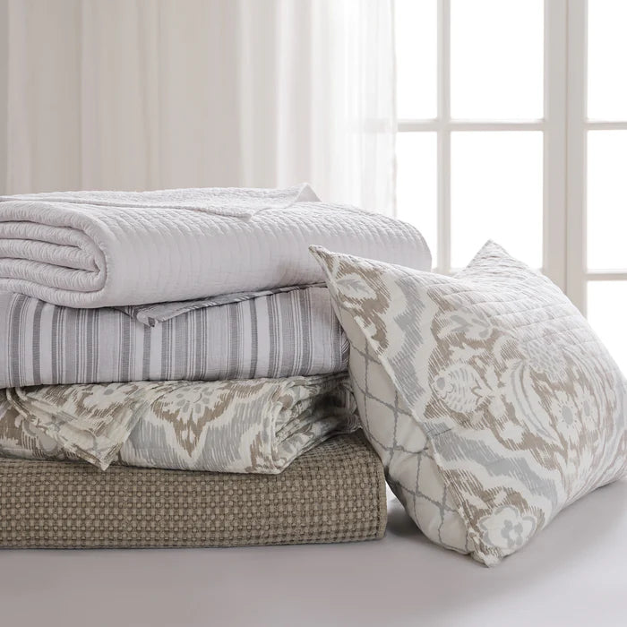 Becker Taupe Quilt Set - Beautiful Coastal Taupe Bedding Set