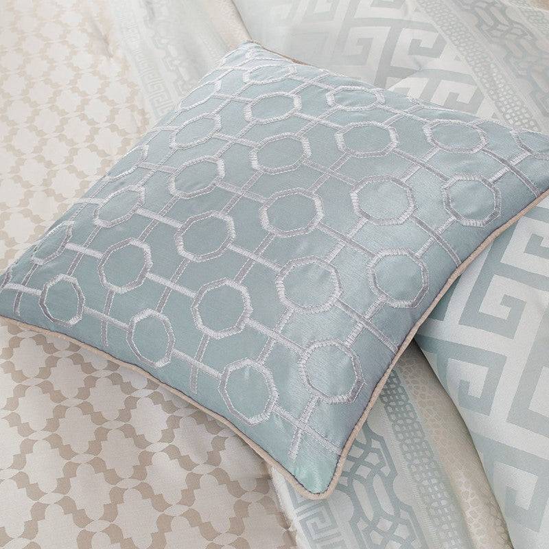Bennett 7 Piece Jacquard Comforter Set – Aqua - Quahog Bay Bedding