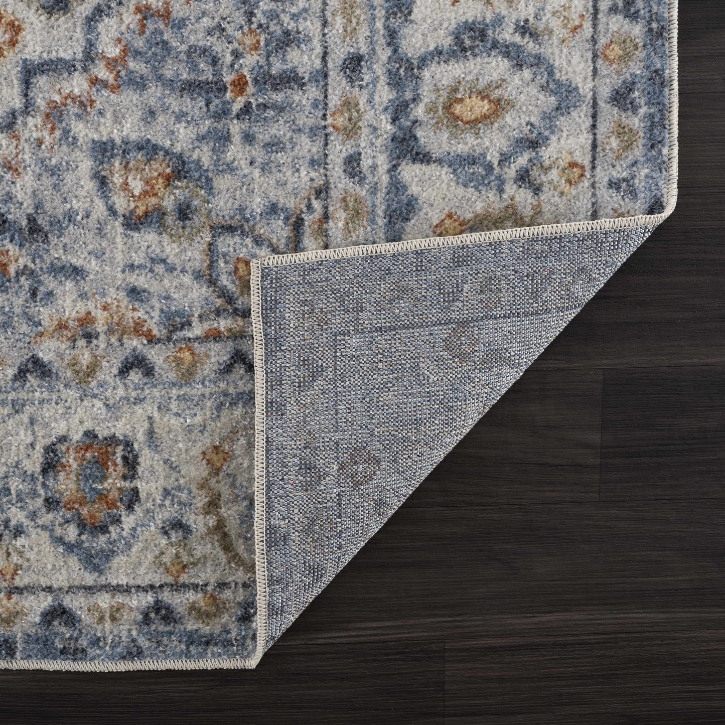 Blue Cream Hiti Washable area rug - Clearance - Quahog Bay Bedding