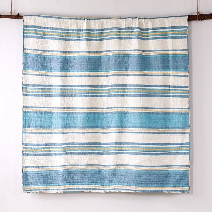 Blue Maui Cotton Coastal Quilt Set - Coastal Blue Seahorse Quilt - Quahog Bay Bedding