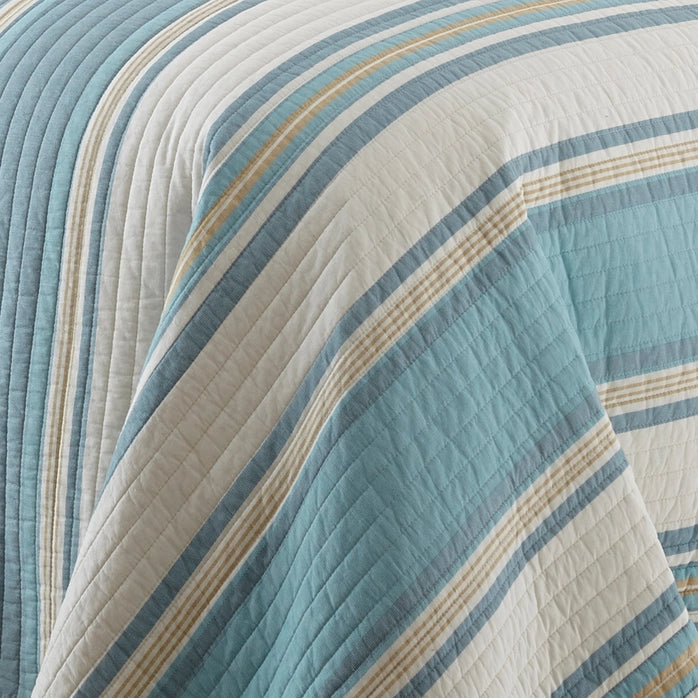 Blue Maui Cotton Coastal Quilt Set - Coastal Blue Seahorse Quilt - Quahog Bay Bedding