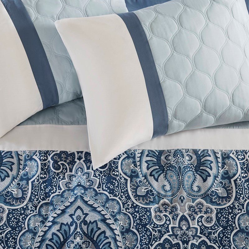 Comforter Sale! CLEARANCE - 8PC Medallion Bedding Set - Blue - Queen - Quahog Bay Bedding