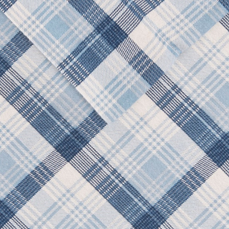 Woolrich 100% Cotton Printed Flannel Sheet Set - Blue Plaid
