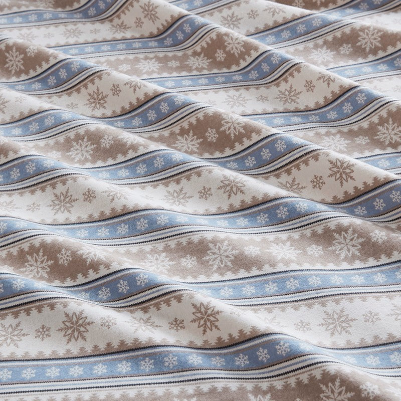 Woolrich 100% Cotton Printed Flannel Sheet Set - Blue Snowflake