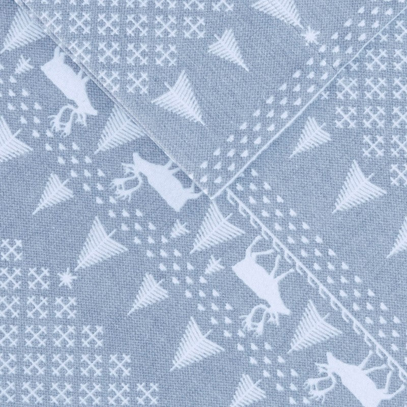 Woolrich 100% Cotton Printed Flannel Sheet Set - Blue Winter Frost