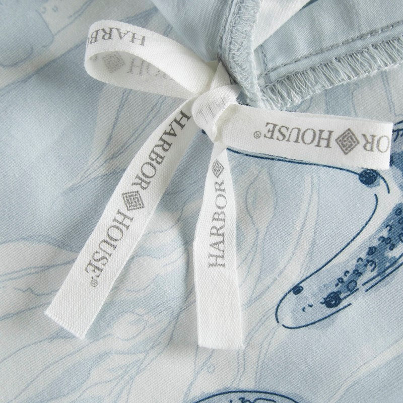 Coastal Blue Botanical Duvet Cover Set 100% Cotton Sateen Duvet Set