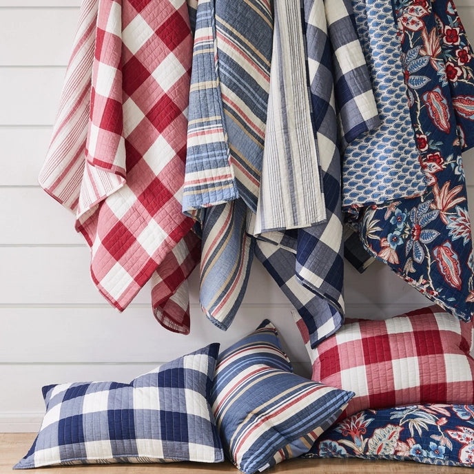 Camden Quilt Set - Checkered Quilt Sets - Navy & White Checks