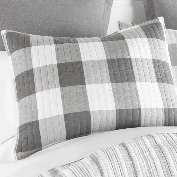 Camden Quilt Set - Checkered Quilt Sets - Grey & White Checks