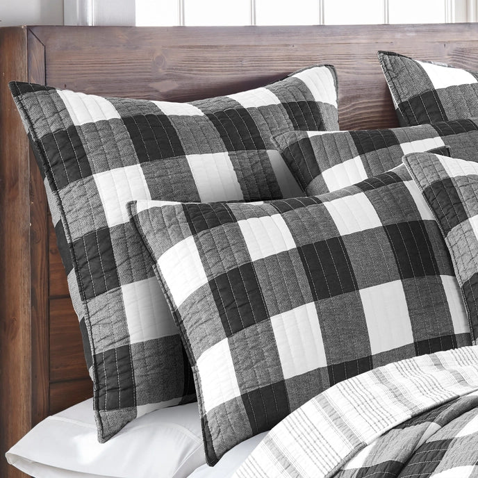 Camden Quilt Set - Checkered Quilt Sets - Black & White Checks