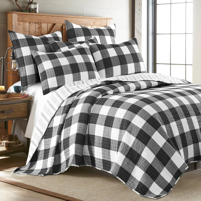 Camden Quilt Set - Checkered Quilt Sets - Black & White Checks
