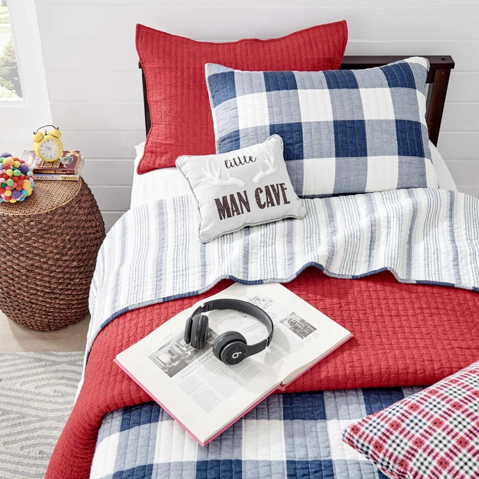 Camden Quilt Set - Checkered Quilt Sets - Navy & White Checks