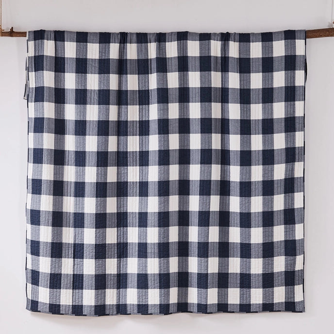 Camden Quilt Set - Checkered Quilt Sets - Navy & White Checks