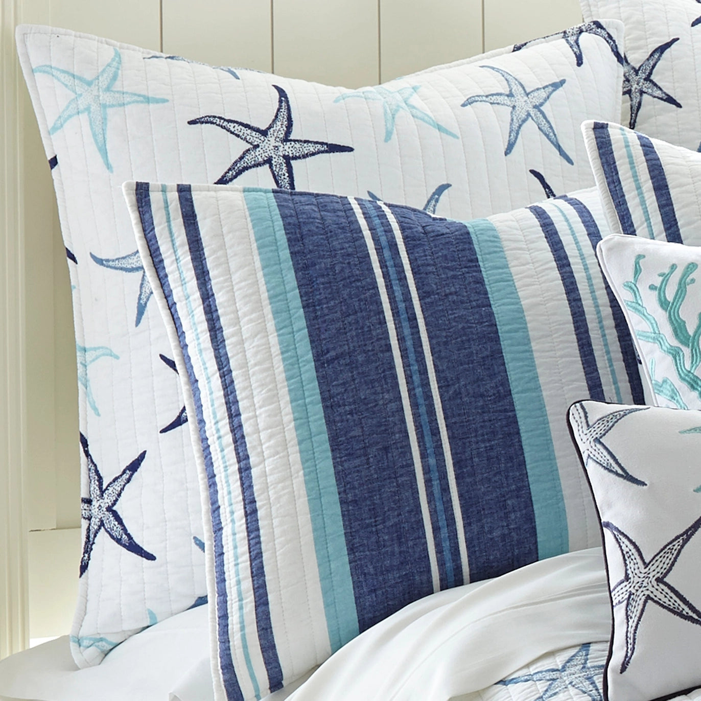 Camps Bay Euro Pillow Sham Set of 2 - Coastal Pillow Shams - Quahog Bay Bedding